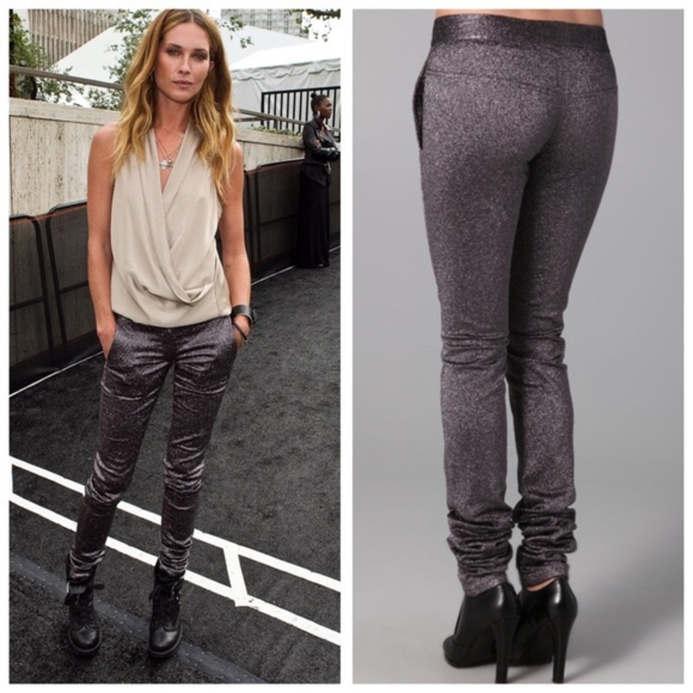 Alexander Wang Black Glitter Drainpipe Pants!